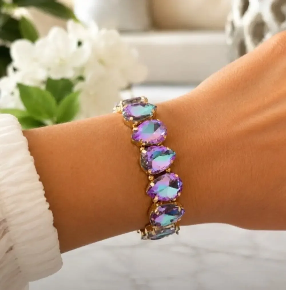 Jewel Candy Purple AB Large Stone Stretch Bracelet New